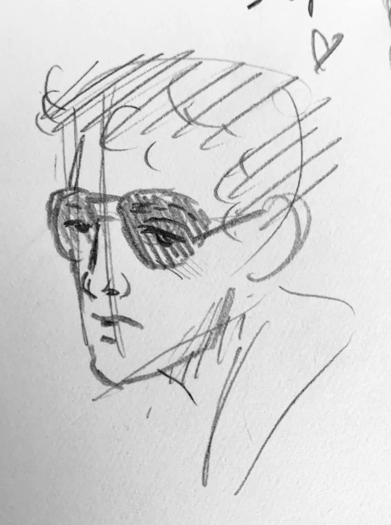 Pencil sketch of Lou Reed